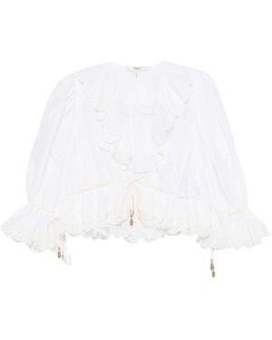 Chloé Ruffled Cropped Top - White