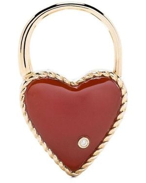 Yvonne Léon 9k Creole Cadenas Coeur Agate Single Drop Earring - Men's - Agate/9kt /grey Diamond - White