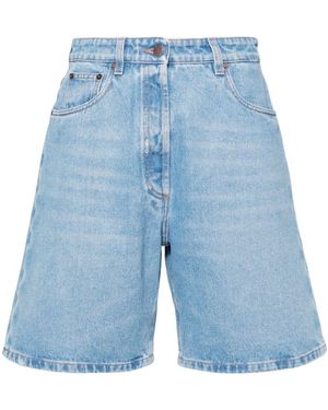 Prada Wide-Leg Denim Shorts - Blue