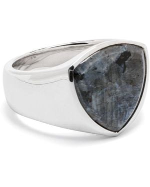 Tom Wood Shield Larvikite Ring - Women's - Sterling - Grey