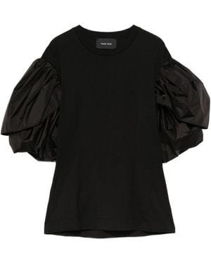 Simone Rocha Ruffled-Sleeves T-Shirt - Black
