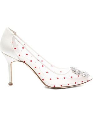 Manolo Blahnik 90Mm Hangisi Court Shoes - White