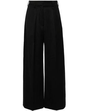 Simone Rocha Pleated Wide-leg Trousers - Women's - Virgin Wool/polyester/cupro/acetate - Black