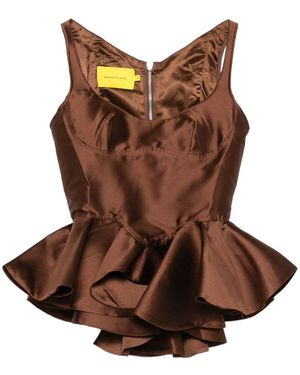 Marques'Almeida Mikado Peplum Corset - Brown