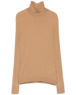 Moncler Logo-Patch Ribbed Top - Natural