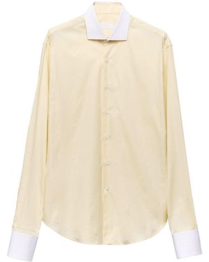 Prada Two-Tone Cotton Shirt - Natural