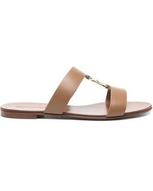 Dolce & Gabbana Leather Slides - Brown