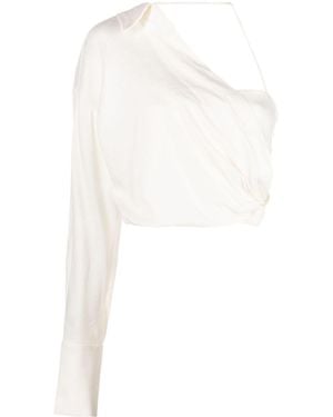 GAUGE81 Ganri Draped One-Shoulder Blouse - White