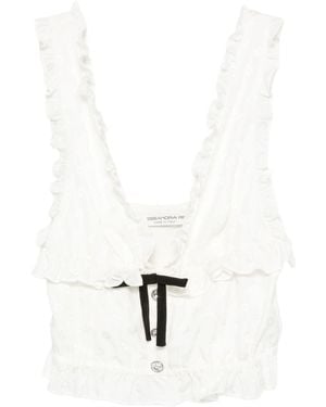 Alessandra Rich Bow-Detail Sleeveless Top - White