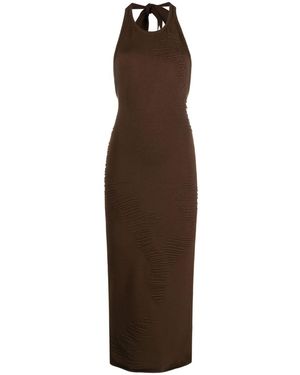 SELASI Halterneck Knitted Dress - Brown