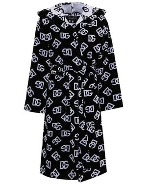 Dolce & Gabbana Jacquard Terry Bath Robe - Black