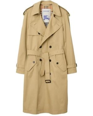 Burberry Gabardine Trench Coat - Natural