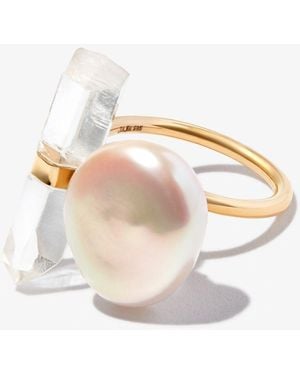 JIA JIA 14K Ocean Crystal Quartz Pearl Ring - White