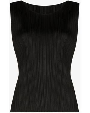Pleats Please Issey Miyake Pleated Sleeveless Top - Black