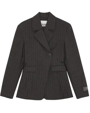 Ganni Off-Centre Blazer - Black