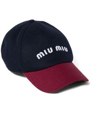 Miu Miu Drill Cotton Baseball Cap - Blue