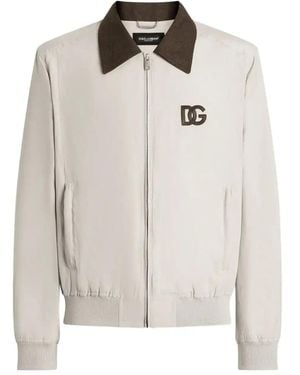 Dolce & Gabbana Zip-Up Bomber Jacket - White