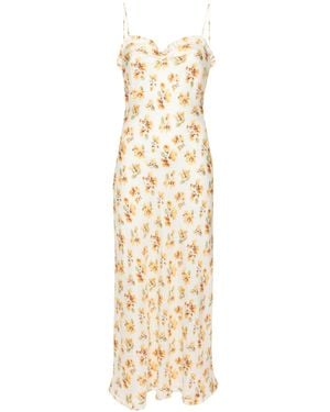 Doen Calsi Floral-Print Midi Dress - Metallic