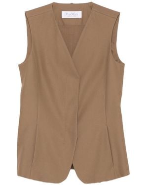 Max Mara Sleeveless V-Neck Vest - Brown