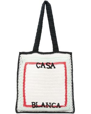 CASABLANCA Logo-Embroidered Tote Bag - White