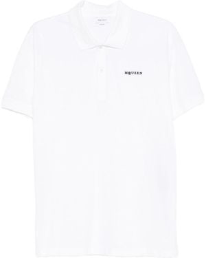 McQueen Logo-Embroidered Polo Shirt - White