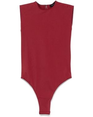 Mugler Logo-Embossed Bodysuit - Red