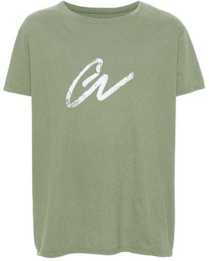 Greg Lauren Logo-Print Cotton T-Shirt - Green