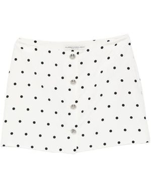 Alessandra Rich Polka Dot-Print Miniskirt - White