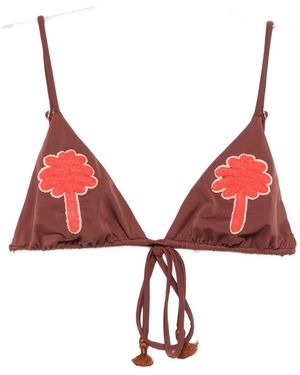 Johanna Ortiz Heatwave Palm-Tree Triangle Bikini Top - Red