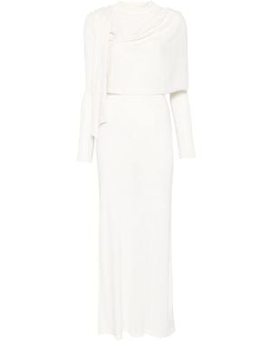 AYA MUSE Scarf-Detail Longsleeved Maxi Dress - White