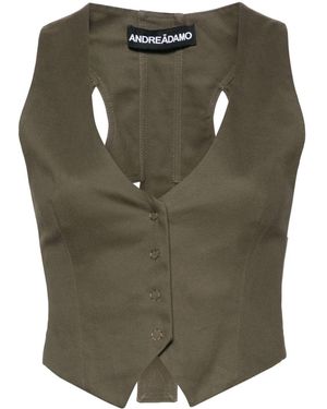 ANDREADAMO Cut-Out Cotton Twill Vest - Green