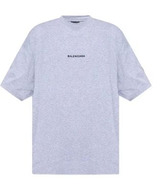 Balenciaga Logo-Patch T-Shirt - Blue