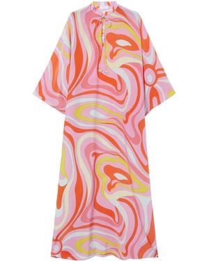 Emilio Pucci Marmo-Print Silk Dress - Red