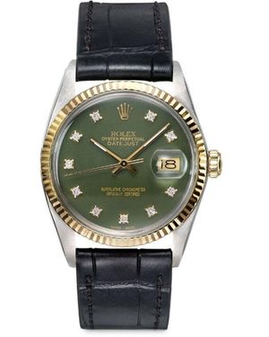 Lizzie Mandler Reworked Vintage Stainless Steel Rolex Datejust Watch - Green