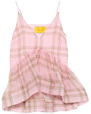 Marques'Almeida Checked Peplum Top - Pink