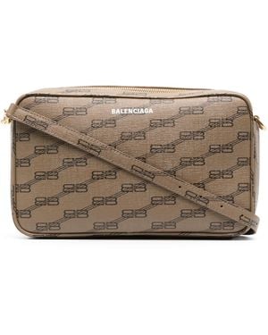 Balenciaga Neutral Signature Monogram Camera Bag - Women's - Leather - Grey