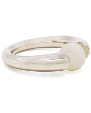 RAGBAG STUDIO Tapered Agate Silver Ring - White