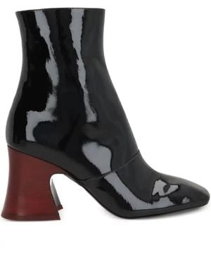 Chloé 80Mm Leather Block-Heel Boots - Black