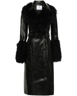Marine Serre Moonogram Leather Trench Coat - Black