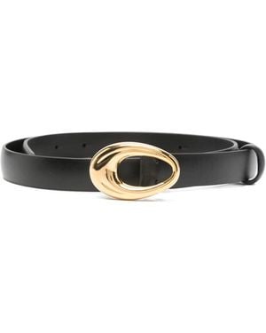 KHAITE Oval-Buckle Leather Belt - White