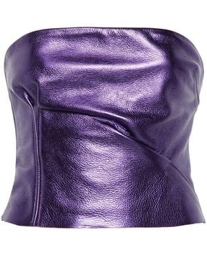 LAQUAN SMITH Metallic Leather Top - Purple