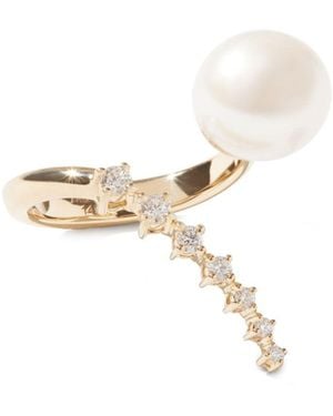 Mizuki 14Kt Diamond And Pearl Ring - White