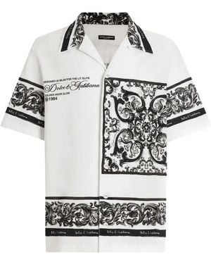 Dolce & Gabbana Logo-Print Cotton Shirt - White