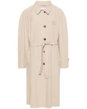Miu Miu Neutral Cotton Trench Coat - Natural