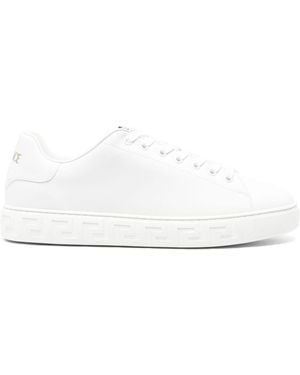 Versace Greca Faux Leather Trainers - White