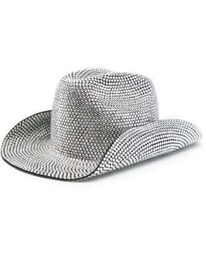 Ruslan Baginskiy Crystal-Embellished Cowboy Hat - Grey