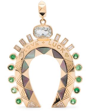Harwell Godfrey 18Kt Major Love + Luck Horseshoe Multi-Stone Pendant - Metallic