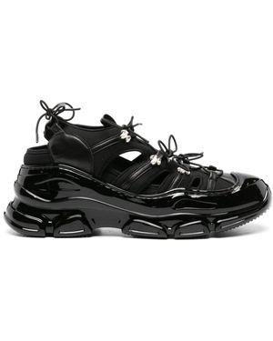 Simone Rocha Tracker Cut-out Trainers - Men's - Rubber/neoprene/calf Leather/calf Leatherneoprene - Black