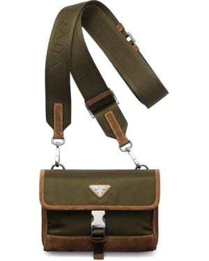 Prada Canvas Flap Shoulder Bag - Metallic