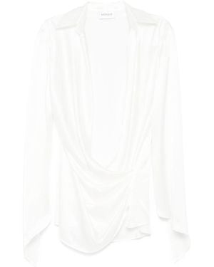 Monot Satin Wrap Mini Dress - White